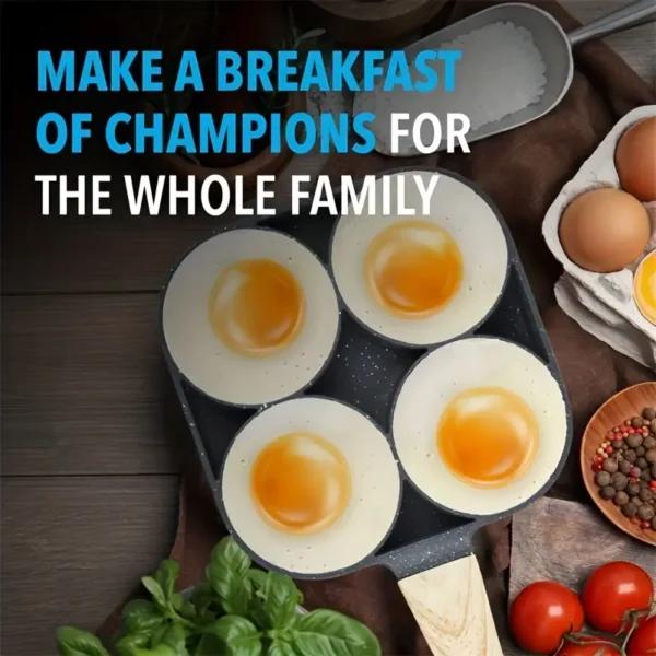 4-Hole Non-Stick Frying Pan for Omelets, Eggs, Dumplings & Steaks