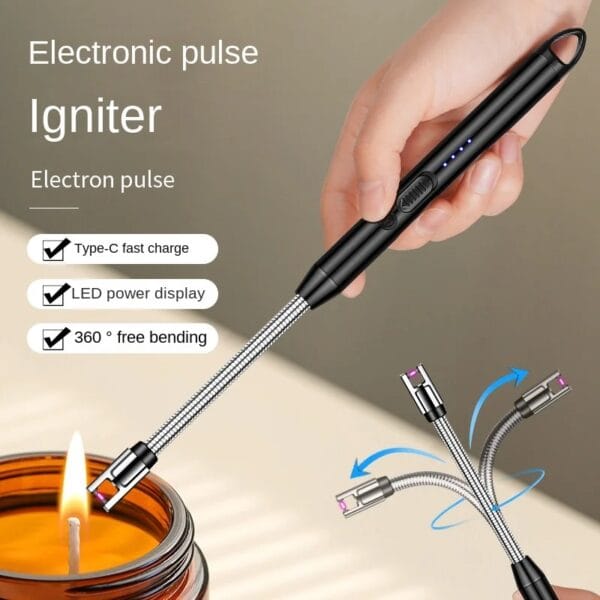 Windproof Flameless Plasma Ignition Barbecue Lighter USB Long Kitchen Lighter