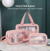 3pcs Wash Bag Set Spacious Travel Cosmetic Storage Bag Ideal for Makeup And Essentials
