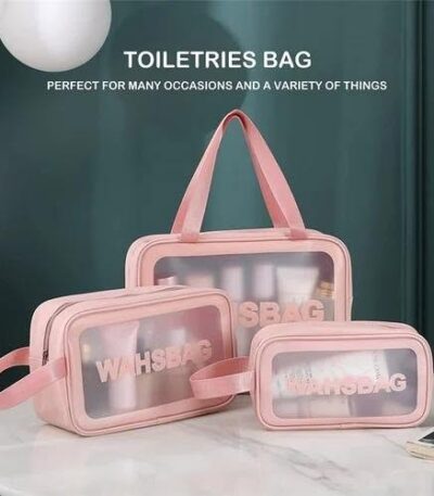 3pcs Wash Bag Set Spacious Travel Cosmetic Storage Bag Ideal for Makeup And Essentials