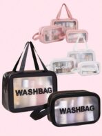 3pcs Wash Bag Set Spacious Travel Cosmetic Storage Bag Ideal for Makeup And Essentials