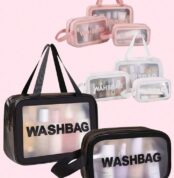 3pcs Wash Bag Set Spacious Travel Cosmetic Storage Bag Ideal for Makeup And Essentials