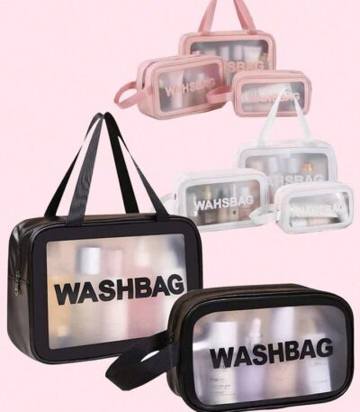 3pcs Wash Bag Set Spacious Travel Cosmetic Storage Bag Ideal for Makeup And Essentials