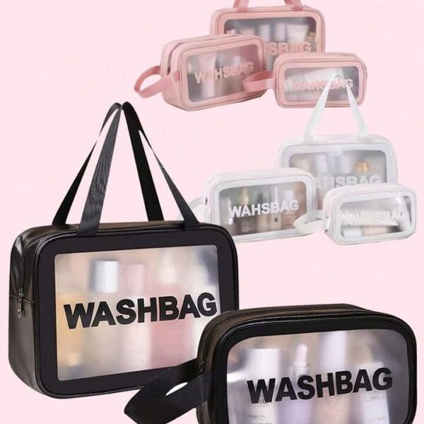 3pcs Wash Bag Set Spacious Travel Cosmetic Storage Bag Ideal for Makeup And Essentials