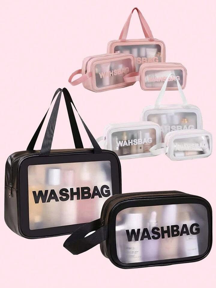 3pcs Wash Bag Set Spacious Travel Cosmetic Storage Bag Ideal for Makeup And Essentials 3pcs Wash Bag Set Spacious Travel Cosmetic Storage Bag Ideal for Makeup And Essentials