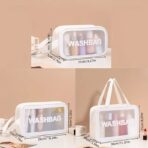 3pcs Wash Bag Set Spacious Travel Cosmetic Storage Bag Ideal for Makeup And Essentials