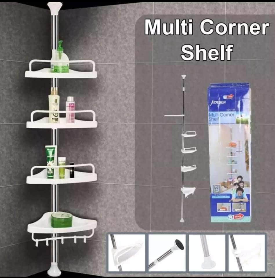 Adjustable Multi Corner Shelf Telescopic Stainless Steel Rod for Bathroom & Kitchen Organizer Space-Saving Storage for Toiletries & Accessories Easy Installation Adjustable Multi Corner Shelf Telescopic Stainless Steel Rod for Bathroom & Kitchen Organizer Space-Saving Storage for Toiletries & Accessories Easy Installation