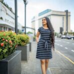 Striped Casual Pocket Dress - Image 3